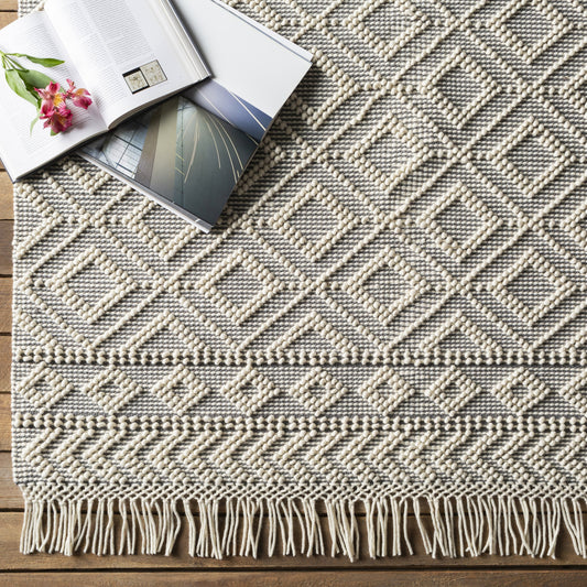 Hygge Rug - 23577 by Surya in gray, black, cream. Made from 100% wool in a unique style.