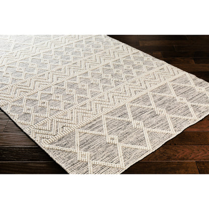 Hygge Rug - 23579 by Livabliss in charcoal, white. Made from 100% wool in a unique style.