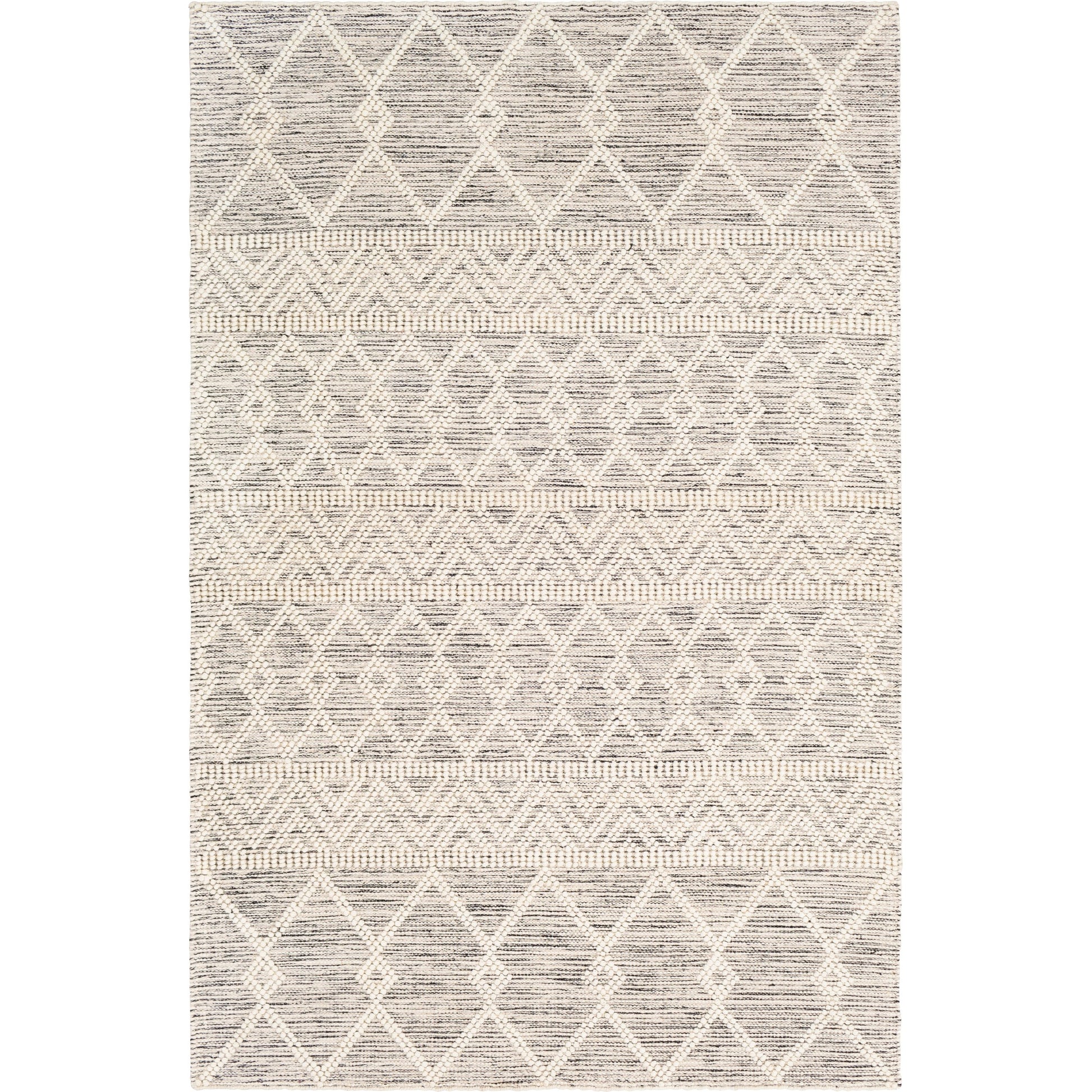 Hygge Rug - 23579 by Livabliss in charcoal, white. Made from 100% wool in a unique style.