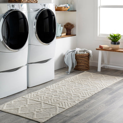 Hygge Rug - 23579 by Livabliss in charcoal, white. Made from 100% wool in a unique style.