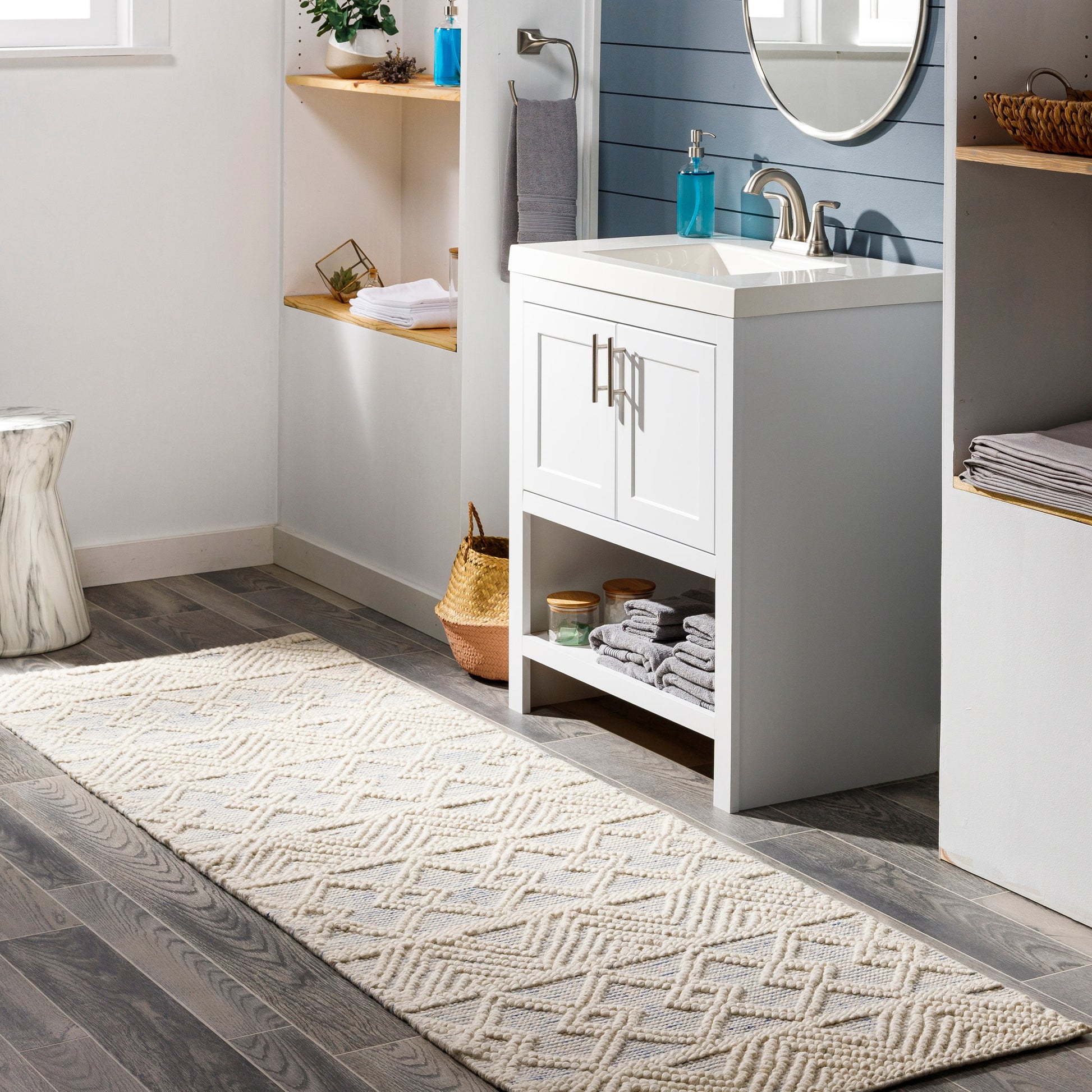 Hygge Rug - 23580 by Livabliss in blue, white. Made from 100% wool in a unique style.