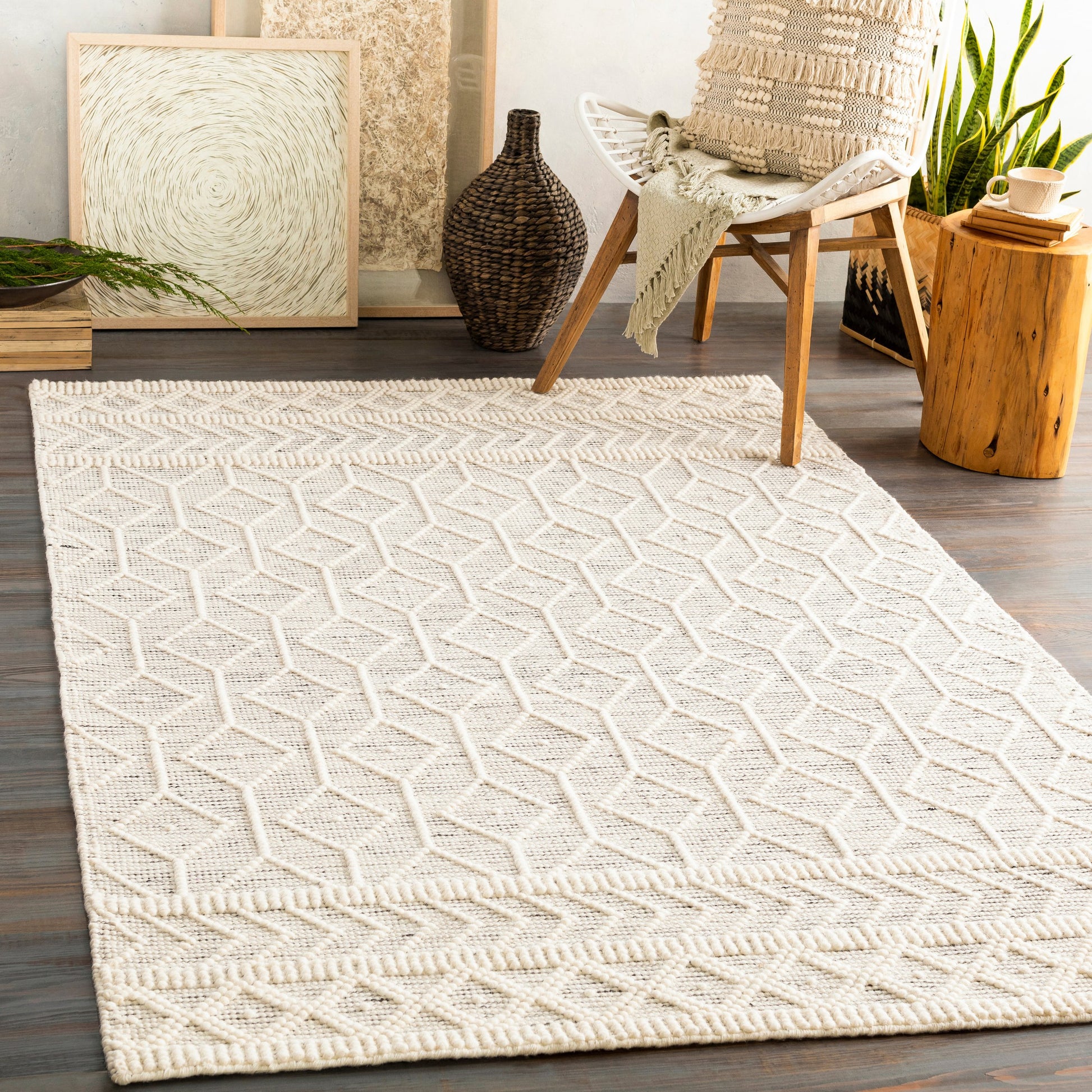 Hygge Rug - 23581 by Livabliss in black, white. Made from 100% wool in a unique style.