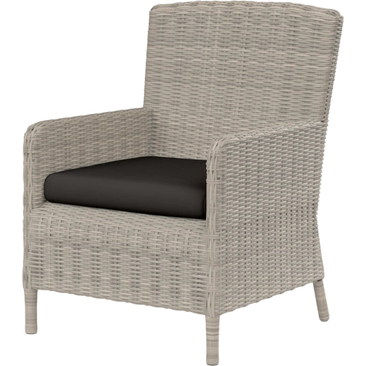Manhattan Outdoor Dining Chair by Sunset West in grays. Made from resin wicker in a modern style.
