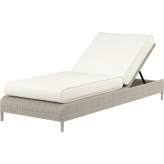 Manhattan Outdoor Adjustable Chaise in Linen by Sunset West in gray. Made from resin wicker in a modern style.