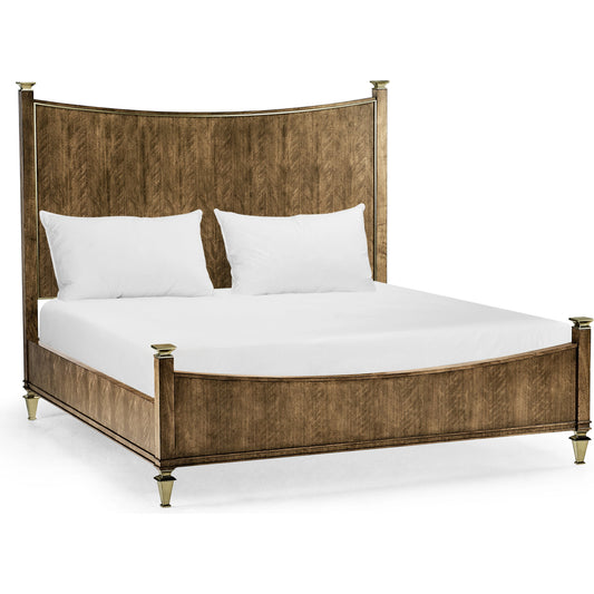 Barcelona King Bed by Jonathan Charles in barcelona walnut. Made from walnut quarter figured veneer in a modern style.