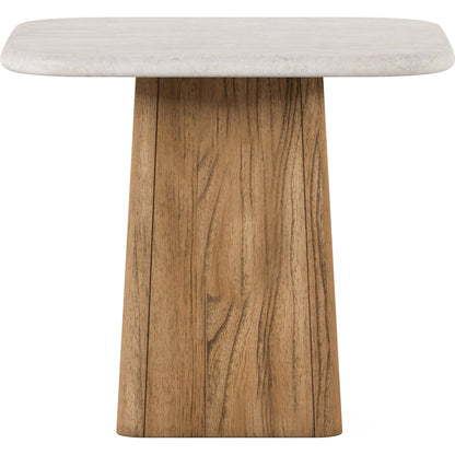 Portico Accent Table by A.R.T. Furniture in sienna. Made from parawood solids, mindi veneers, travertine in a modern style.