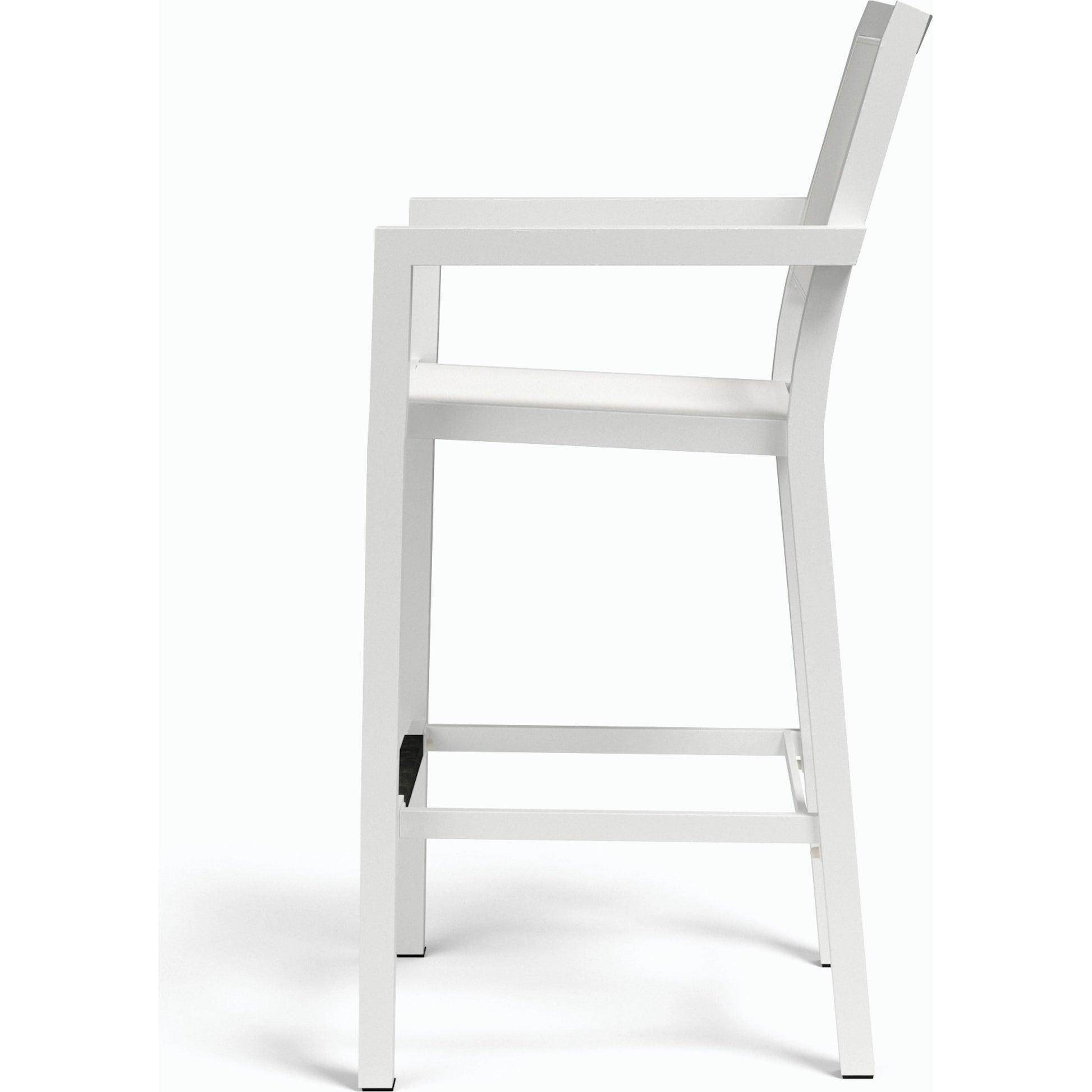 Naples Outdoor Sling Barstool by Sunset West in white. Made from aluminum in a modern style.