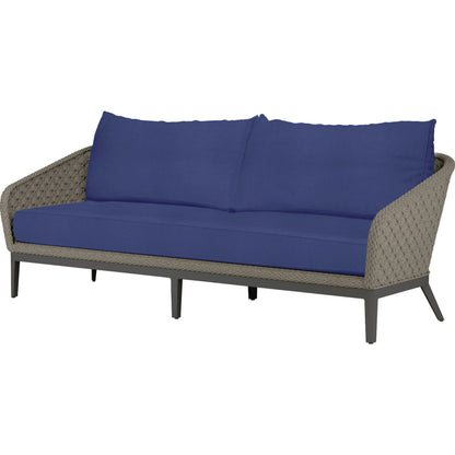 Marbella Outdoor Sofa by Sunset West in graphite. Made from olefin rope in a modern style.