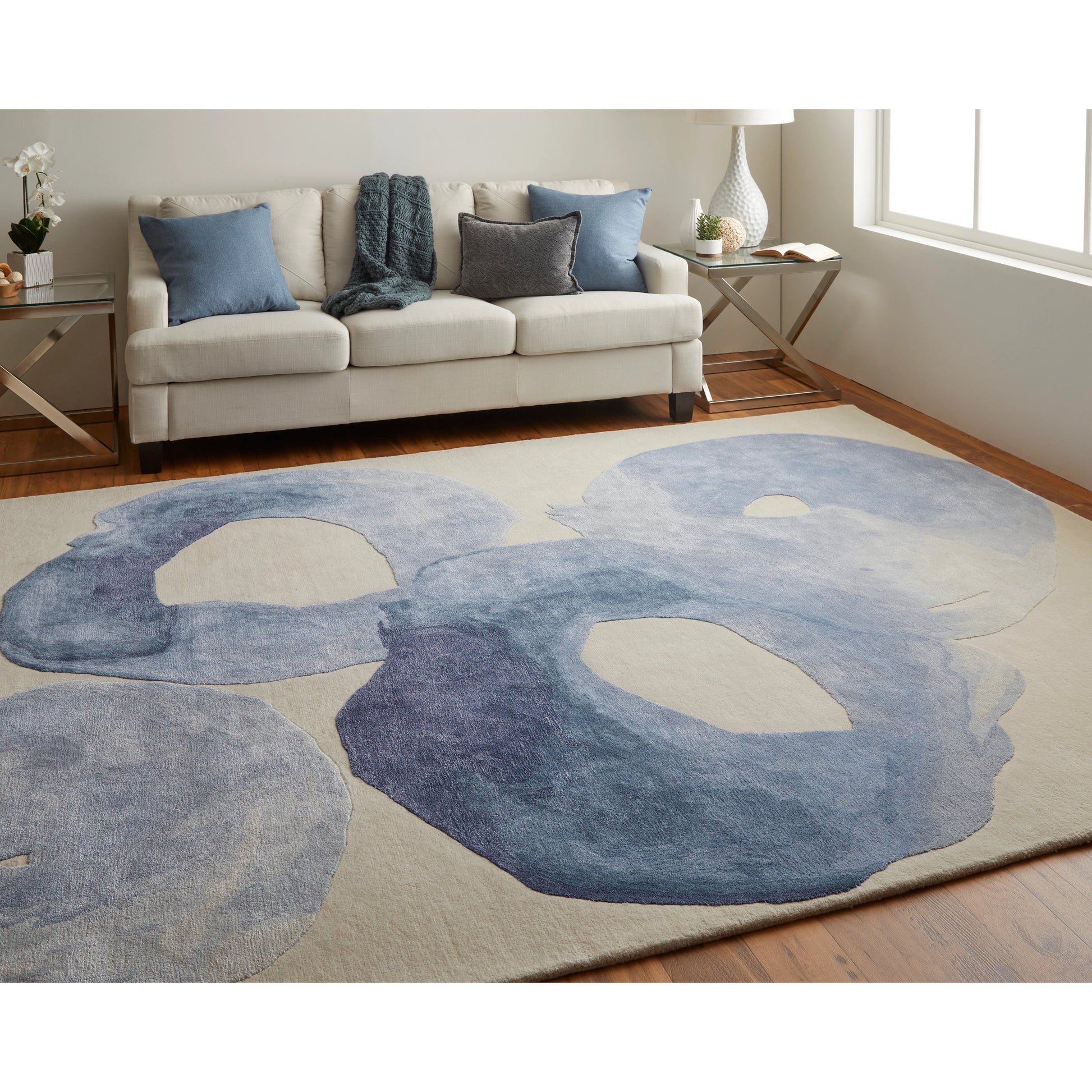 Anya Transitional Rug - 8887F by Feizy in blue, ivory. Made from wool, viscose in a unique style.