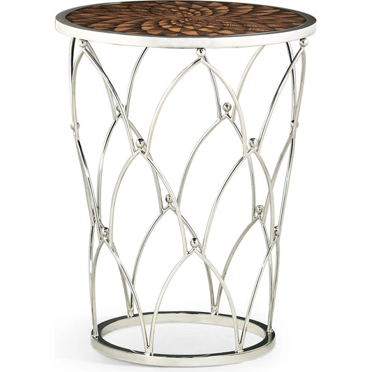Modern Accents Feather Side Table by Jonathan Charles in medium zebrano. Made from stainless steel in a modern style.