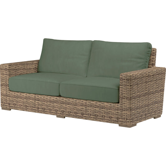 Havana Outdoor Loveseat by Sunset West in tobacco. Made from resin wicker in a modern style.