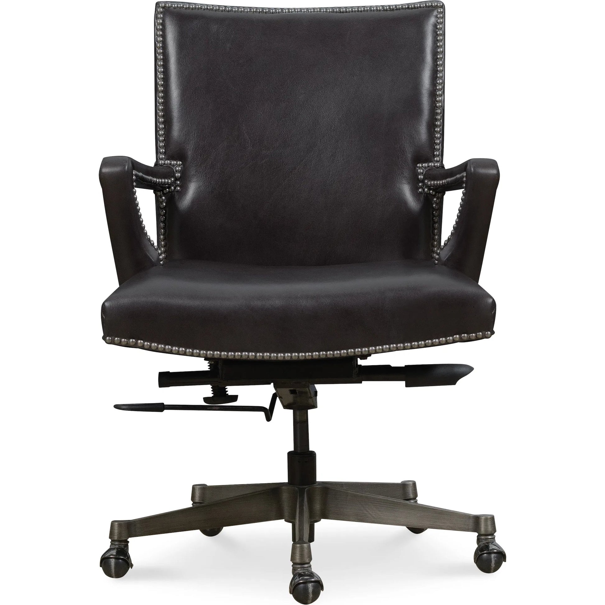 Phoenix Executive Swivel Tilt Chair by Hooker Furniture in graphite. Made from leather in a unique style.