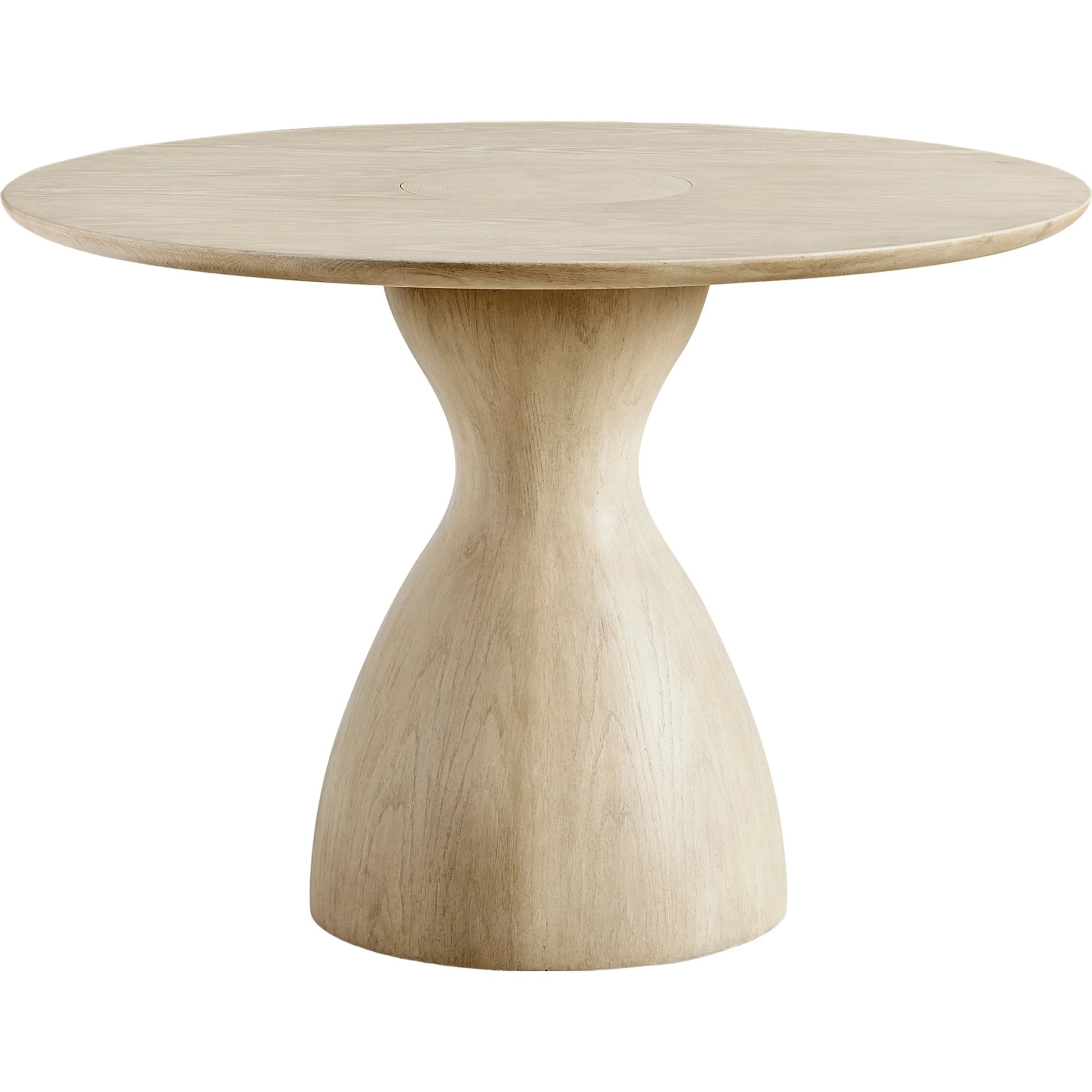 Water Seamount Oak Pedestal Table by Jonathan Charles in beige and bleached oak. Made from oak in a modern style.