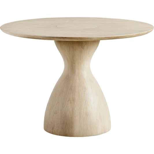 Water Seamount Oak Pedestal Table by Jonathan Charles in beige and bleached oak. Made from oak in a modern style.