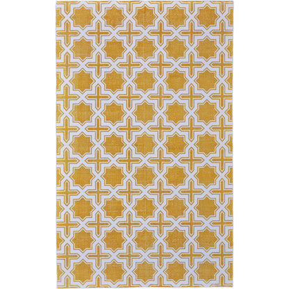 Granada Transitional Geometric Rug - I0516 by Feizy in yellow, white. Made from cotton in a unique style.
