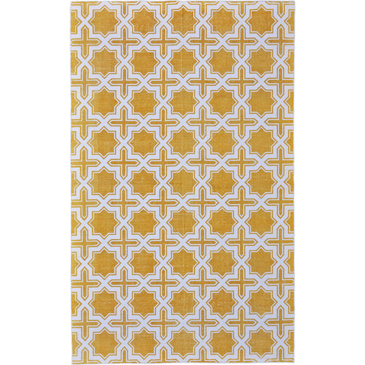 Granada Transitional Geometric Rug - I0516 by Feizy in yellow, white. Made from cotton in a unique style.