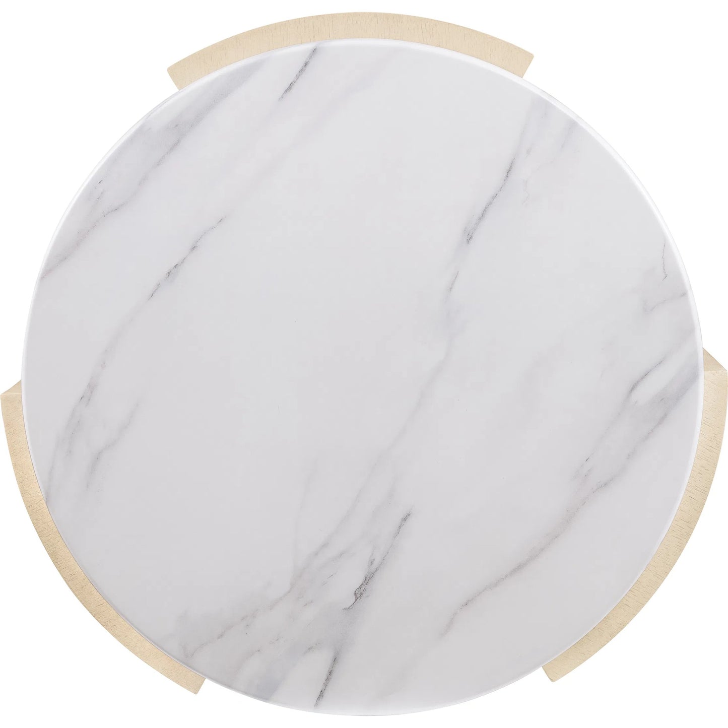 002 SI-2458413 | Additional Silo | Westwood Round Side Table by Hooker Furniture in polished limestone, quartered oak veneers. Made from glass reinforced concrete, oak veneers, leather, brown leather exterior in a transitional style.