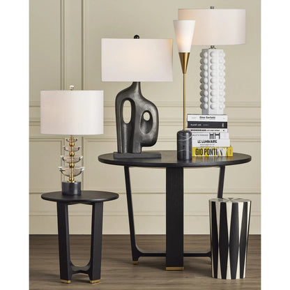 Waterfall Table Lamp by Currey and Company in clear, natural, brass. Made from optic crystal, marble, metal in a modern style.