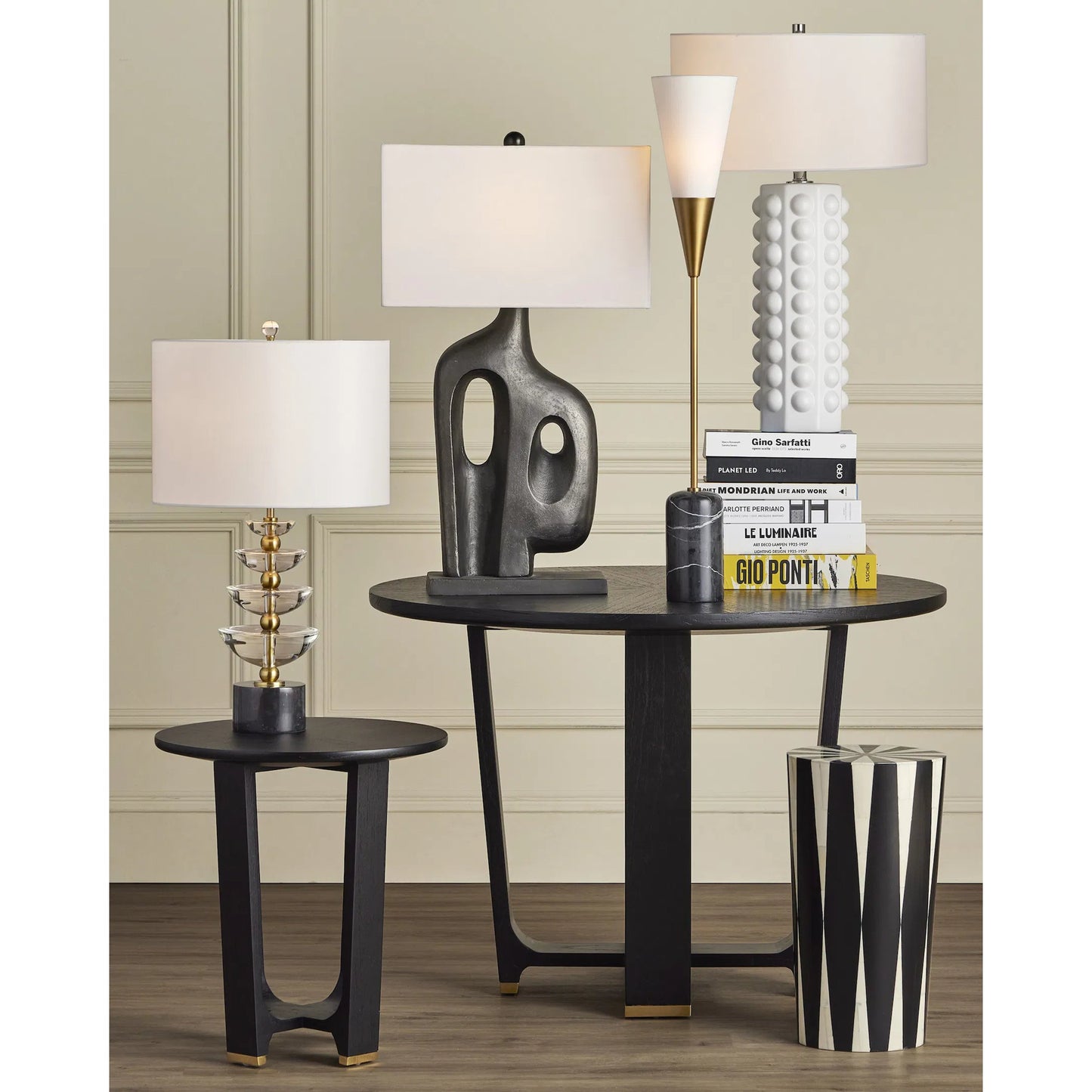 003 SI-2134121 | Closeup | Waterfall Table Lamp by Currey and Company in clear, natural, brass. Made from optic crystal, marble, metal in a modern style.