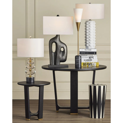 Martini Torchiere Table Lamp by Currey and Company in brushed brass, black. Made from metal, marble in a modern style.