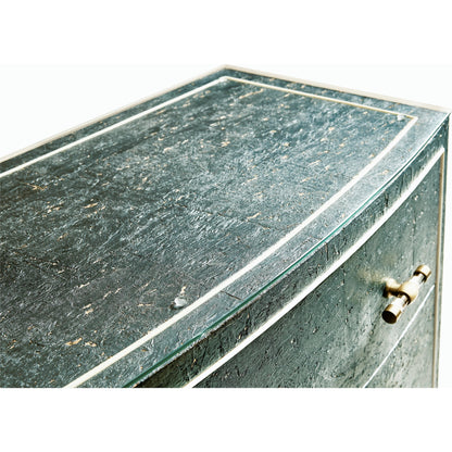 Suberin Cork Bow Front Chest by Jonathan Charles in blue and teal cork wallpaper. Made from beech wood, cork in a modern style.