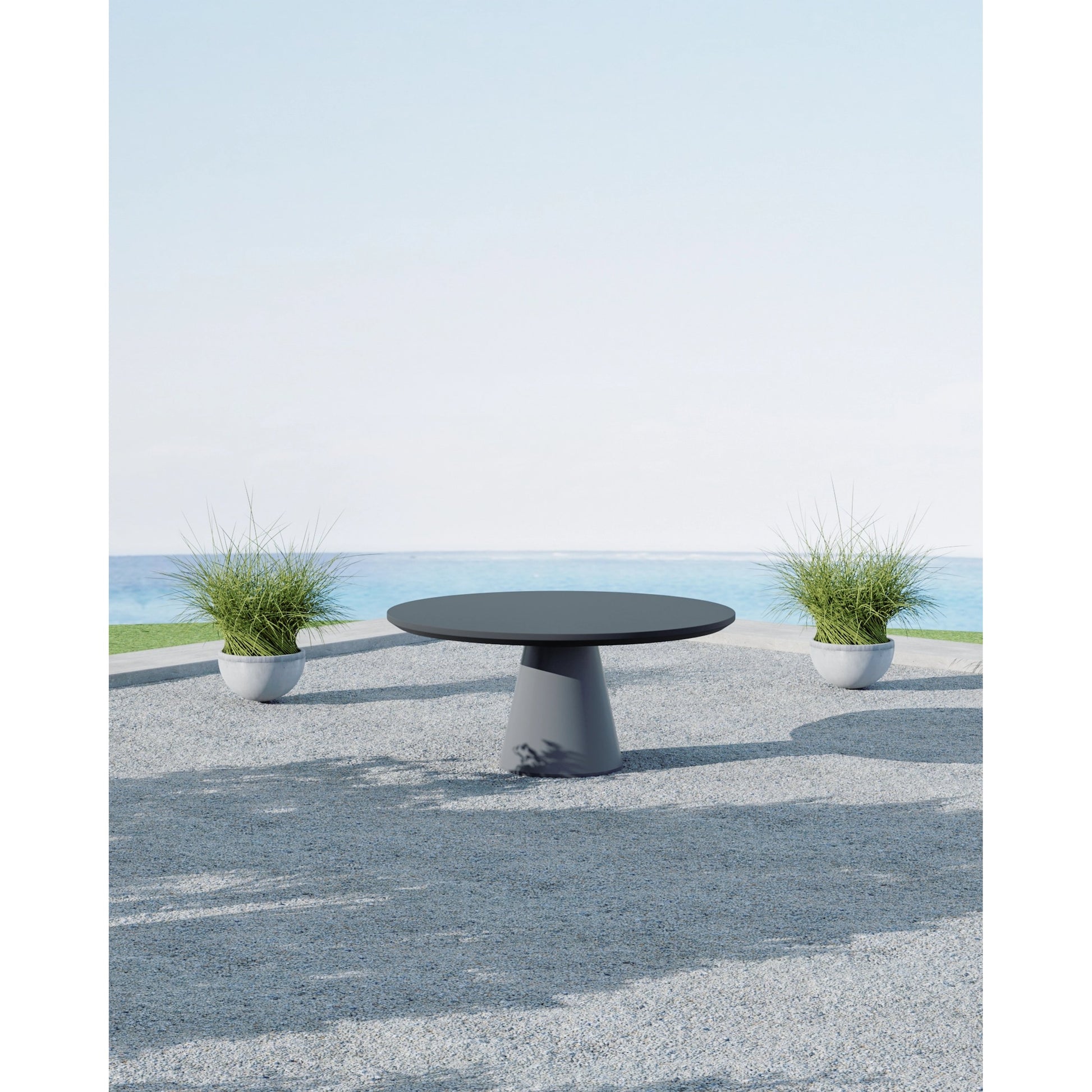 Pedestal Outdoor Dining Table by Sunset West. Made from gfr concrete in a modern style.