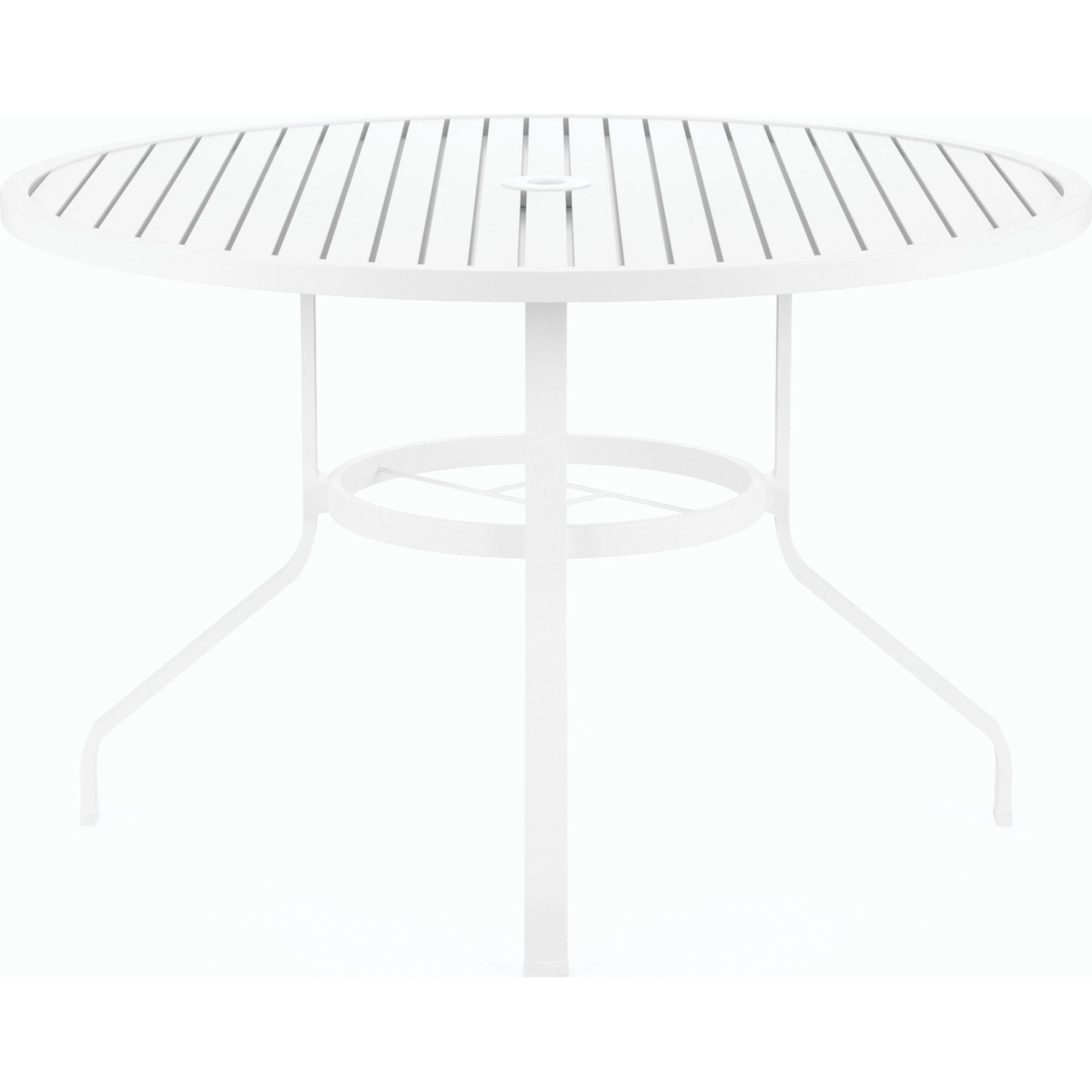 Bristol Outdoor 48" Round Dining Table by Sunset West in white. Made from aluminum in a modern style.