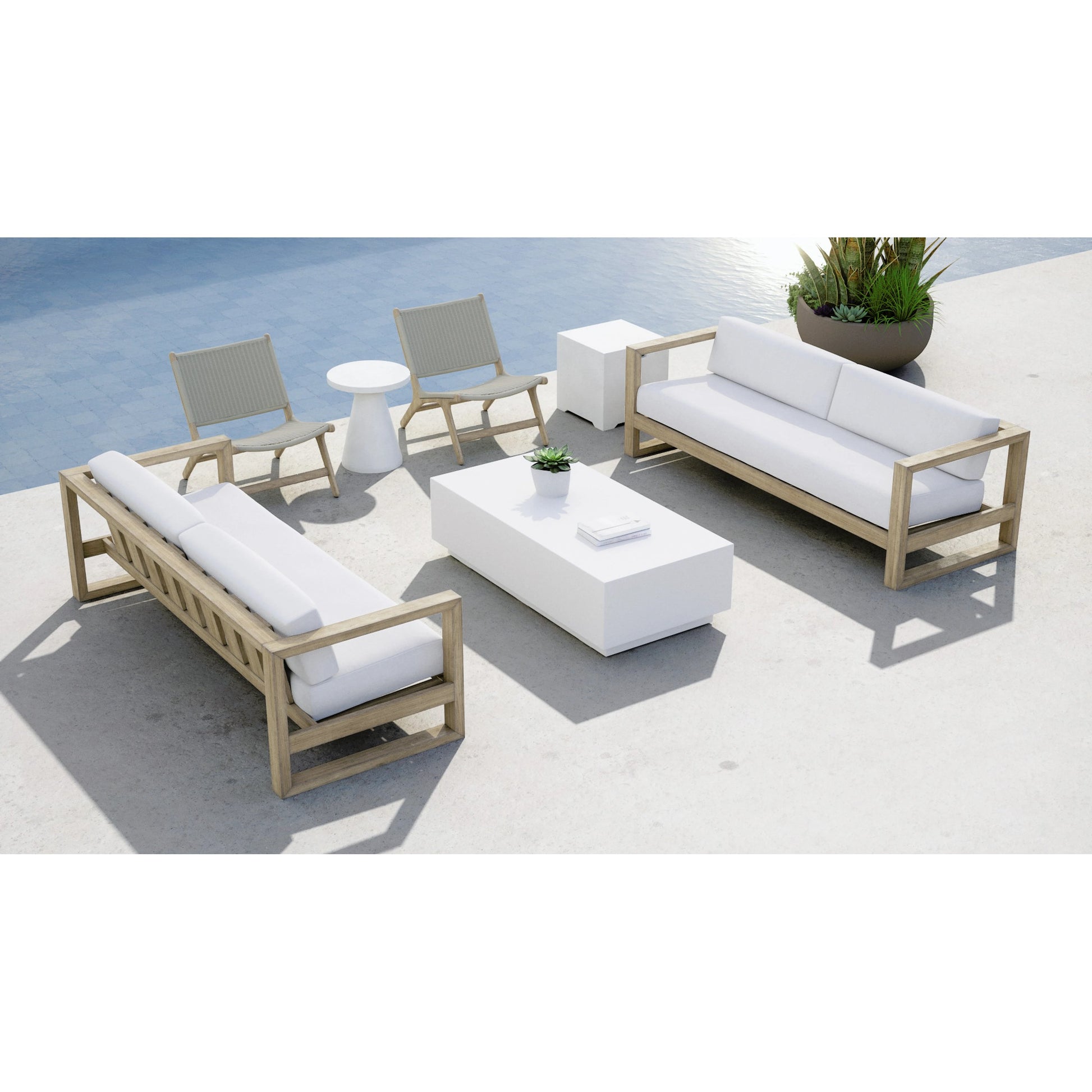 Coastal Outdoor Teak Cushionless Accent Chair by Sunset West in teak. Made from teak in a coastal style.