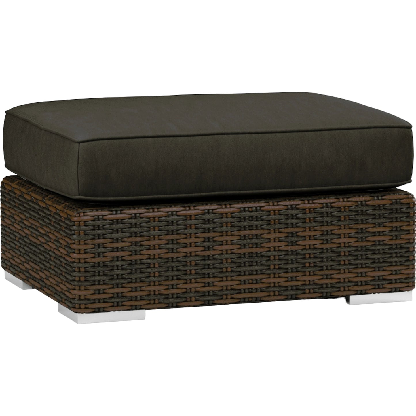 007 SI-2166884 | Primary Silo | Montecito Outdoor Ottoman by Sunset West in cognac. Made from resin wicker in a modern style.
