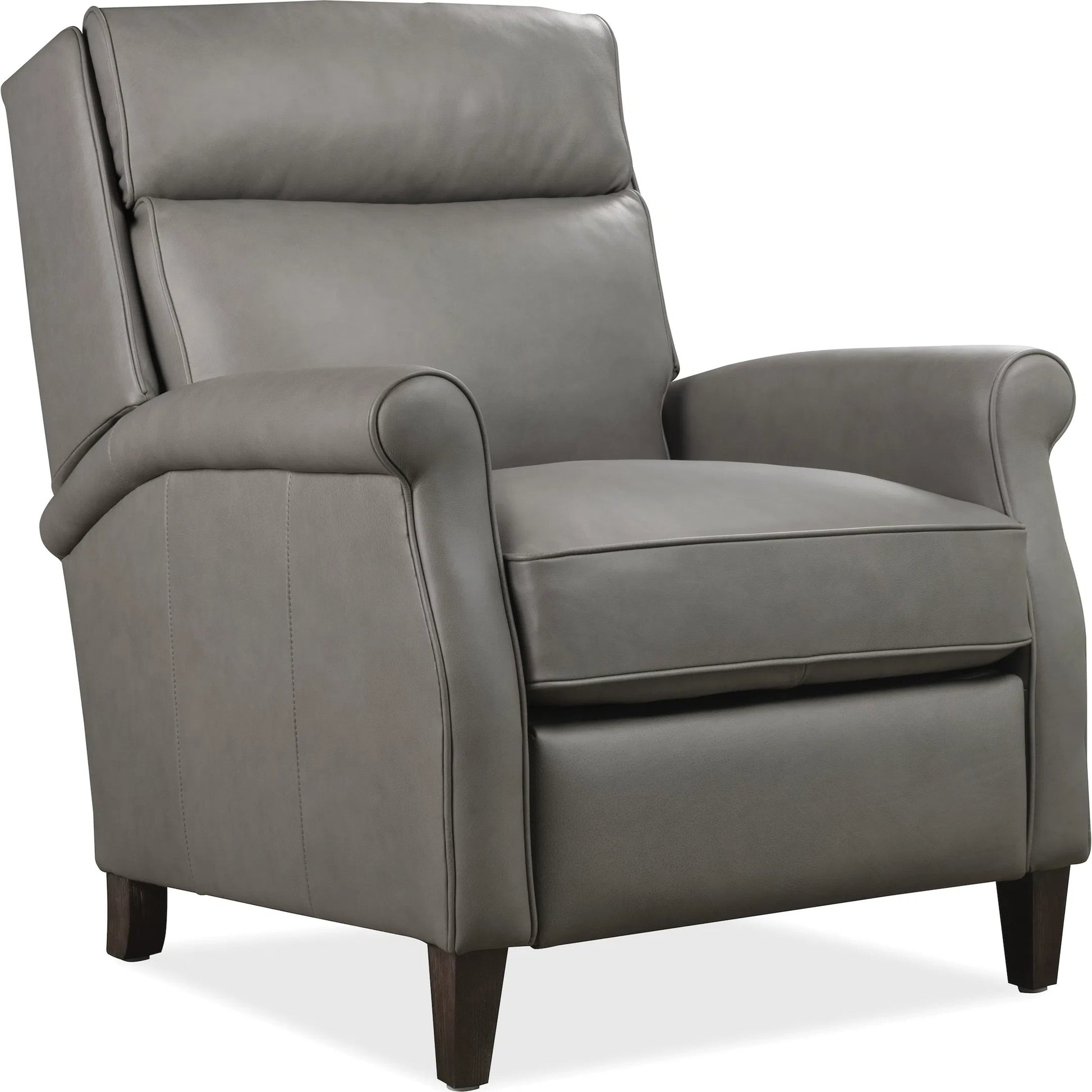 Randall Power Recliner with Pop-Up Headrest by Hooker Furniture in dark wood. Made from leather in a traditional style.