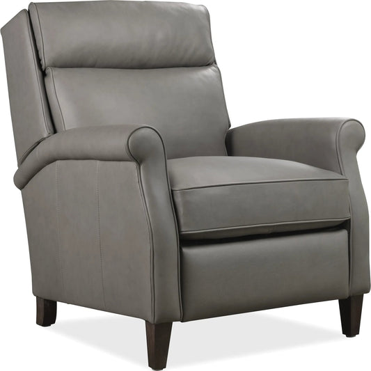 Randall Power Recliner with Pop-Up Headrest by Hooker Furniture in dark wood. Made from leather in a traditional style.