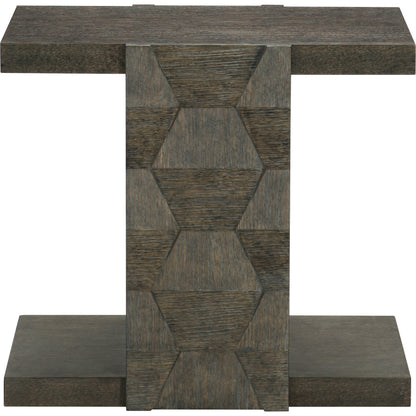 Linea End Table by Bernhardt in cerused charcoal. Made from white oak veneers in a unique style.