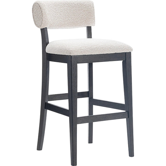 Loft Amos Bar Stool by Bernhardt in white. Made from fabric, wood in a unique style.