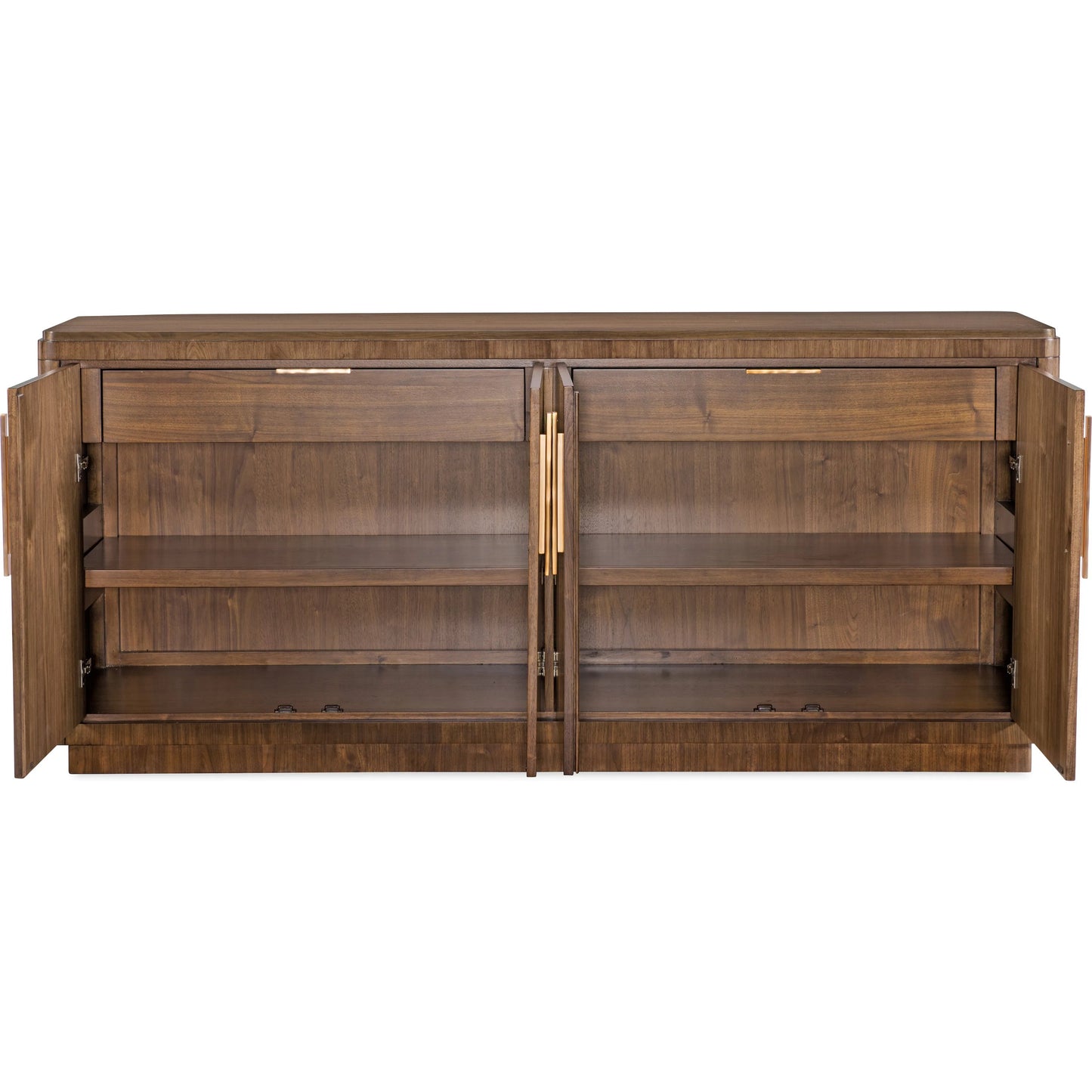 003 SI-2458569 | Additional Silo | Eleana Buffet by Hooker Furniture in light caramel, quartered walnut veneers, sunlit bronze metal. Made from walnut veneers in a traditional style.