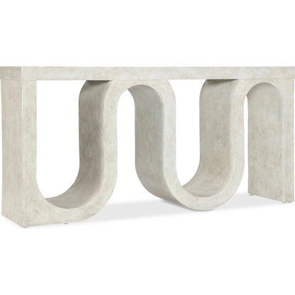 Melange Snaked Console Table by Hooker Furniture in cream textured. Made from maple veneers, resin in a modern style.