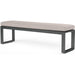 Redondo Outdoor Dining Bench by Sunset West in grays. Made from aluminum in a modern style.