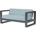 Redondo Outdoor Loveseat by Sunset West in grays. Made from aluminum in a modern style.