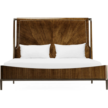 Toulouse King Panel Bed by Jonathan Charles in walnut. Made from walnut quarter figured veneer in a modern style.