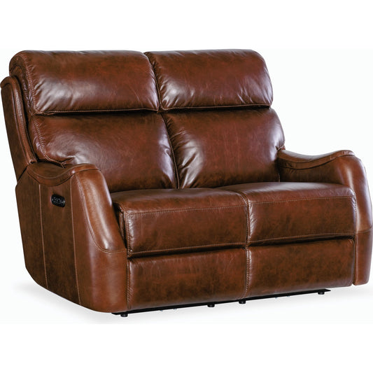 Harlan Zero Gravity Power Loveseat w/Power Headrest by Hooker Furniture in carrington walnut. Made from leather in a traditional style.