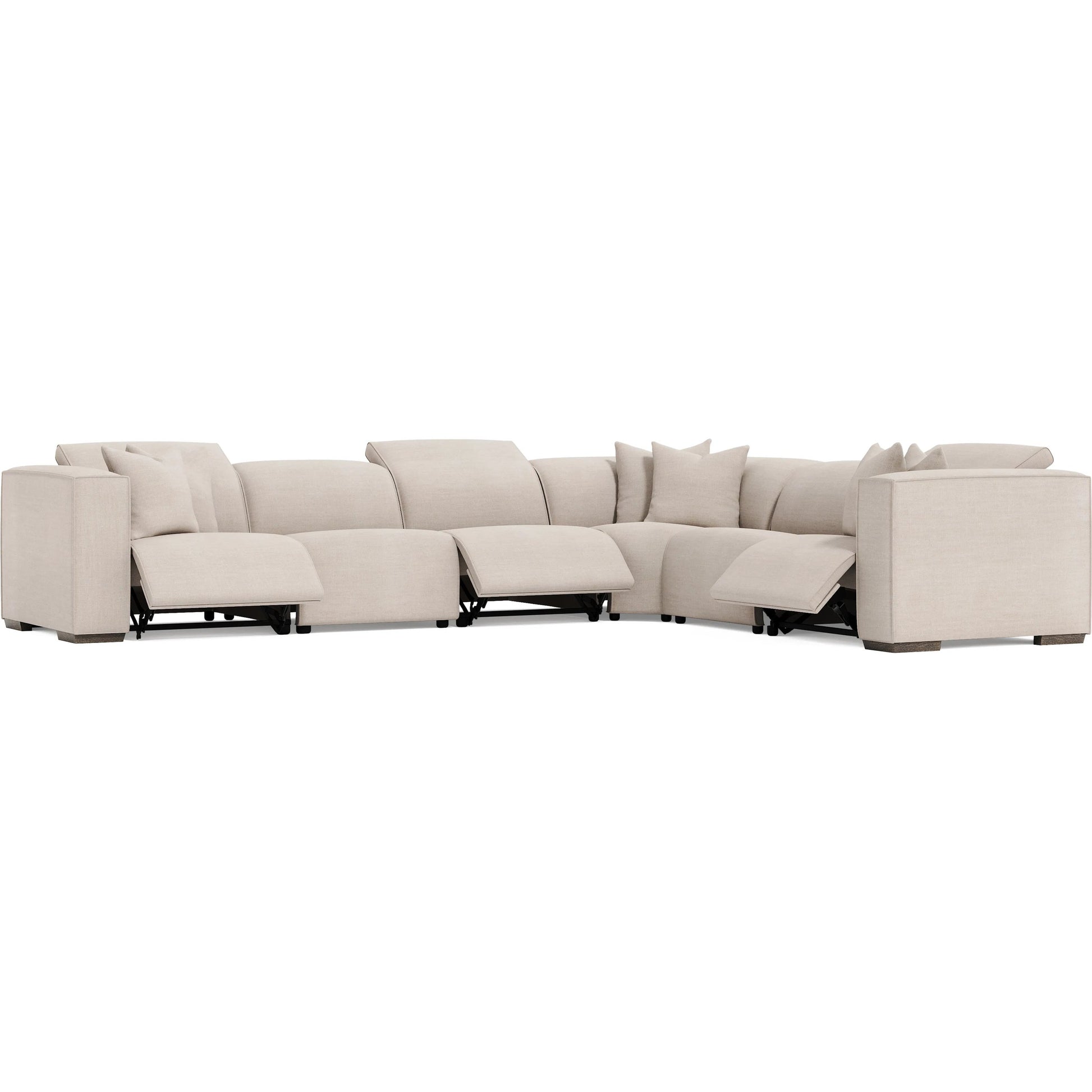 6 Piece Bliss Fabric Power Motion Sectional by Bernhardt in white, cream. Made from fabric in a unique style.