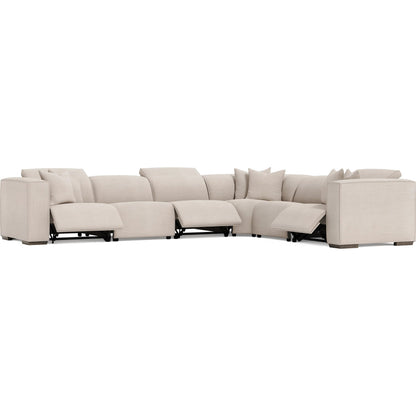 6 Piece Bliss Fabric Power Motion Sectional by Bernhardt in white, cream. Made from fabric in a unique style.