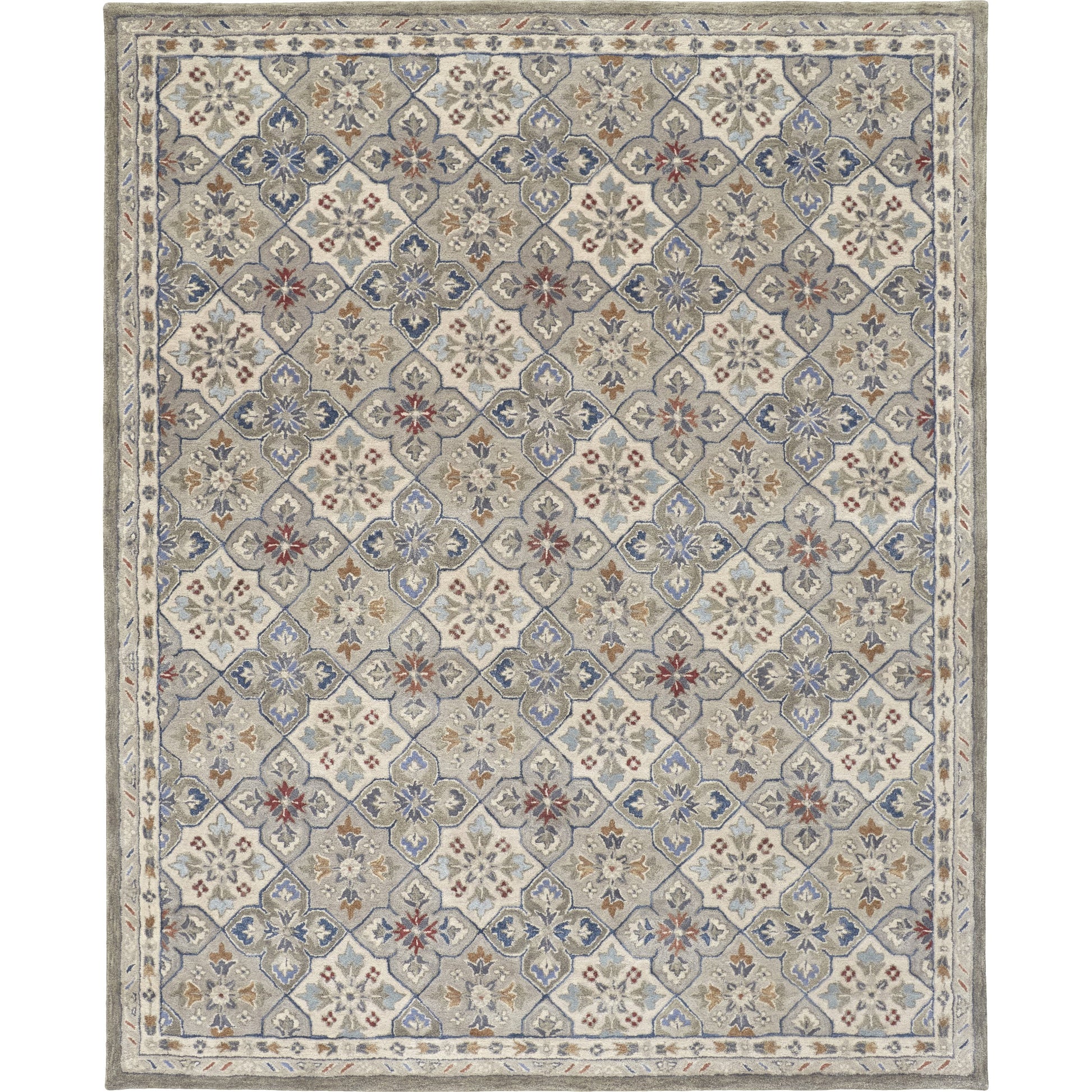Rylan Transitional & Botanical Rug - 8638F by Feizy in taupe, ivory, red. Made from wool in a unique style.
