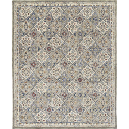 Rylan Transitional & Botanical Rug - 8638F by Feizy in taupe, ivory, red. Made from wool in a unique style.