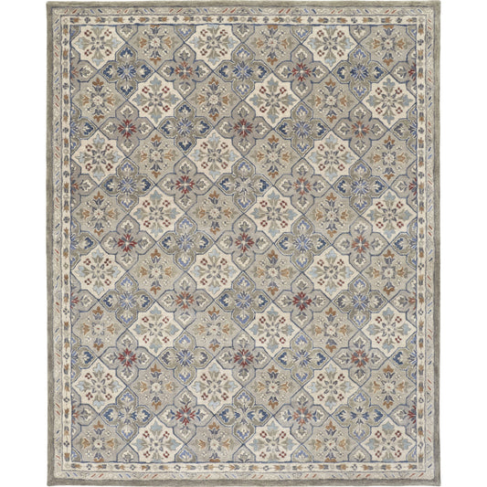 Rylan Transitional & Botanical Rug - 8638F by Feizy in taupe, ivory, red. Made from wool in a unique style.