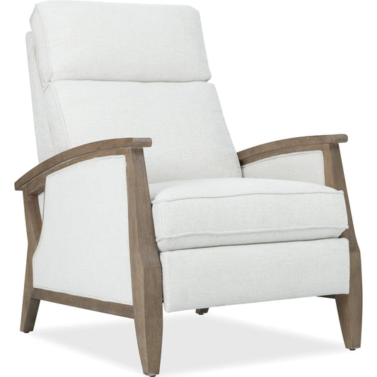 Ward Power Recliner with Power Headrest by Hooker Furniture in favara ivory and light wood. Made from fabric in a transitional style.