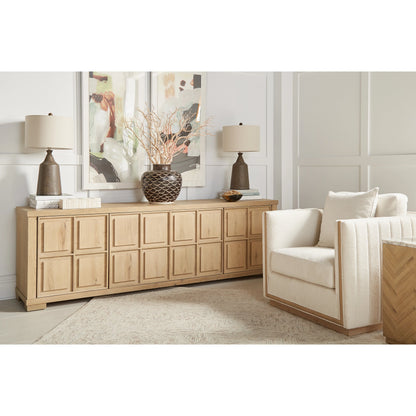 Garrison Accent Table by A.R.T. Furniture in washed oak. Made from parawood solids with ash embossing, white oak veneers, travertine in a cottage & farmhouse style.