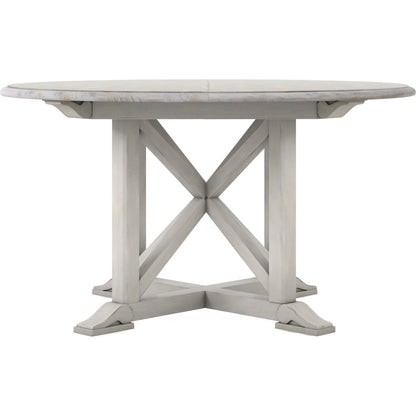 Alcove Round Dining Table by A.R.T. Furniture in belgian ivory. Made from acacia solids, maple veneers in a traditional style.