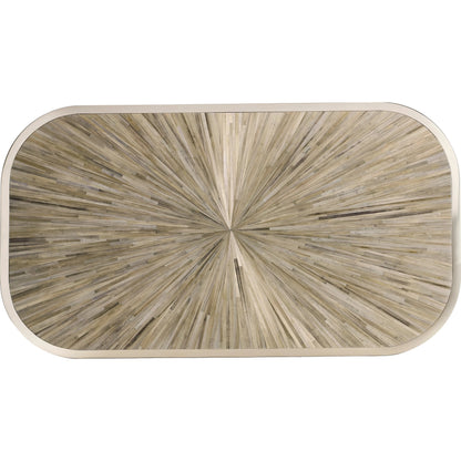 Terra Pedestal Cocktail Table by Jonathan Charles in natural straw. Made from main straw in a unique style.