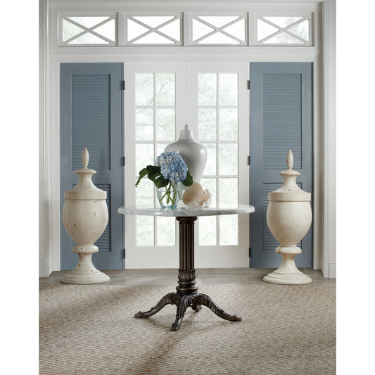 Charleston Bistro Table by Hooker Furniture in garden gate black. Made from resin with veneered carrara stone in a modern style.