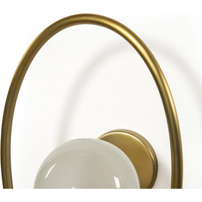 Elliot Sconce by Four Hands in frosted glass, patina brass. Made from glass, brass in a modern style.
